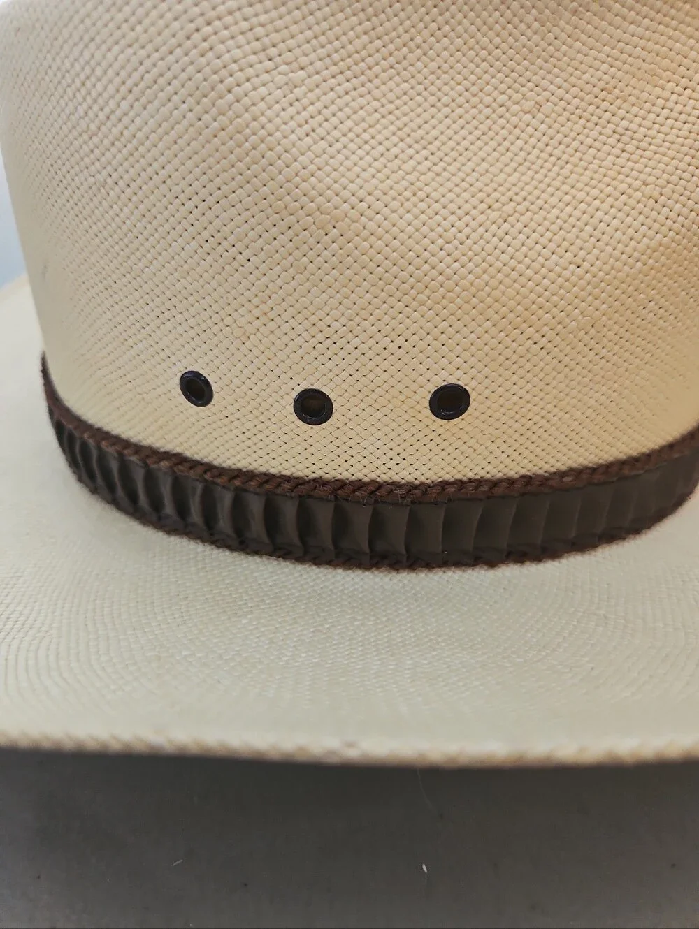 Vintage Stetson Ranch Oak 6X Shantung Straw Cowboy Hat Size 7 1/8 M JBS Pin
